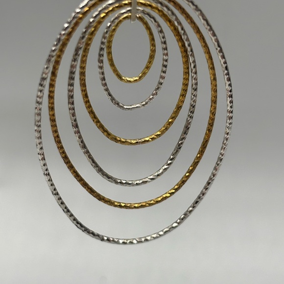 Made in Italy .925 (Sterling) Gold and Silver Hoop Earrings JP168 - Picture 3 of 9